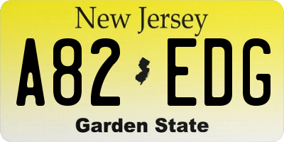 NJ license plate A82EDG