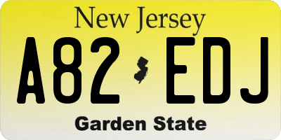 NJ license plate A82EDJ