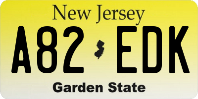 NJ license plate A82EDK