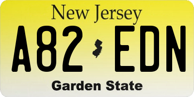NJ license plate A82EDN