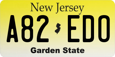 NJ license plate A82EDO