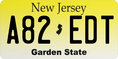 NJ license plate A82EDT