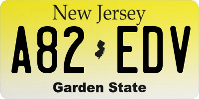 NJ license plate A82EDV