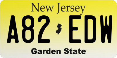 NJ license plate A82EDW