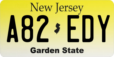 NJ license plate A82EDY