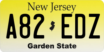 NJ license plate A82EDZ