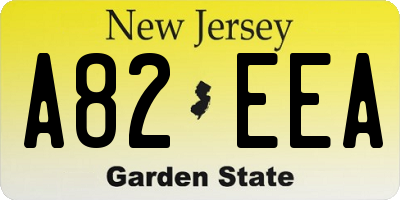 NJ license plate A82EEA