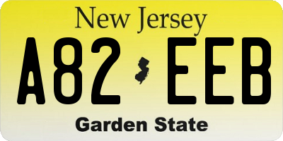 NJ license plate A82EEB