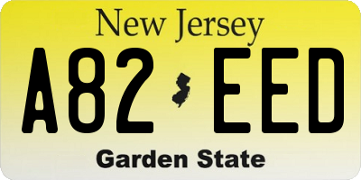 NJ license plate A82EED