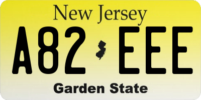 NJ license plate A82EEE