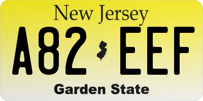 NJ license plate A82EEF