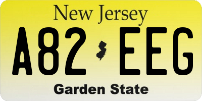 NJ license plate A82EEG