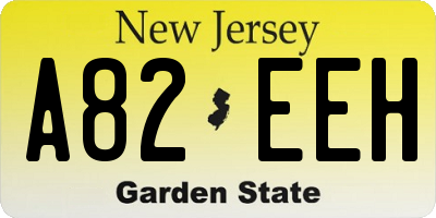 NJ license plate A82EEH
