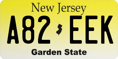 NJ license plate A82EEK