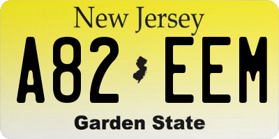 NJ license plate A82EEM