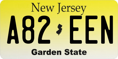 NJ license plate A82EEN
