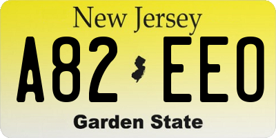 NJ license plate A82EEO