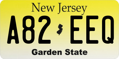 NJ license plate A82EEQ