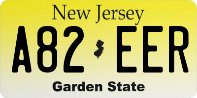 NJ license plate A82EER