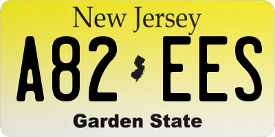 NJ license plate A82EES