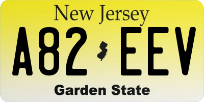 NJ license plate A82EEV