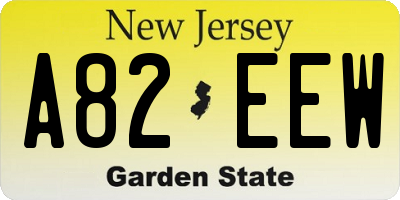 NJ license plate A82EEW