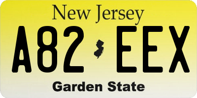 NJ license plate A82EEX