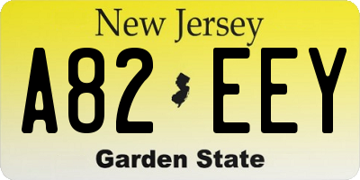NJ license plate A82EEY