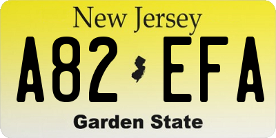 NJ license plate A82EFA