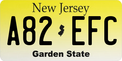 NJ license plate A82EFC