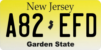 NJ license plate A82EFD