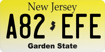 NJ license plate A82EFE