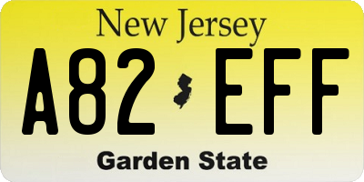 NJ license plate A82EFF