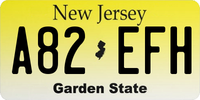 NJ license plate A82EFH