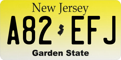 NJ license plate A82EFJ