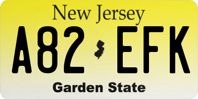 NJ license plate A82EFK