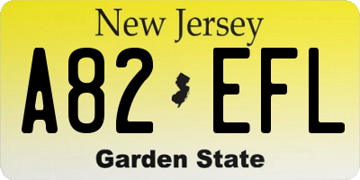 NJ license plate A82EFL