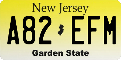 NJ license plate A82EFM