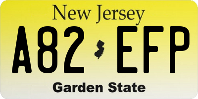 NJ license plate A82EFP