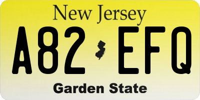 NJ license plate A82EFQ