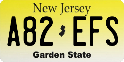 NJ license plate A82EFS