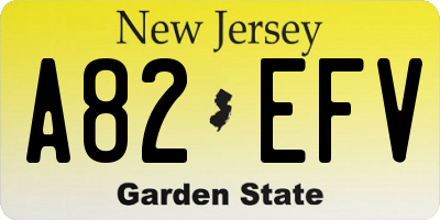 NJ license plate A82EFV