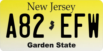 NJ license plate A82EFW