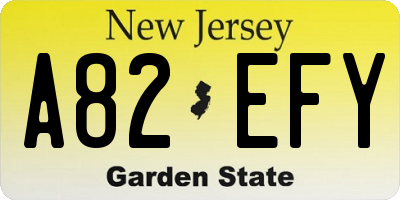 NJ license plate A82EFY