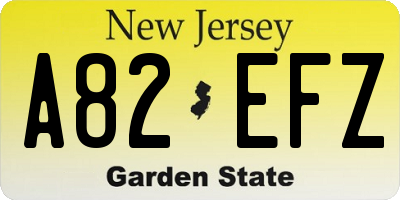 NJ license plate A82EFZ