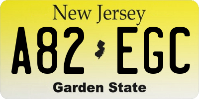 NJ license plate A82EGC