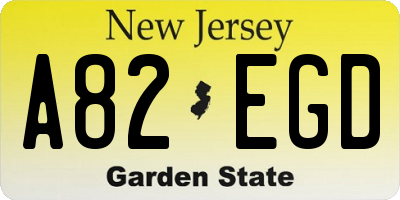 NJ license plate A82EGD