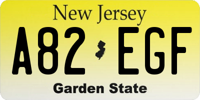 NJ license plate A82EGF