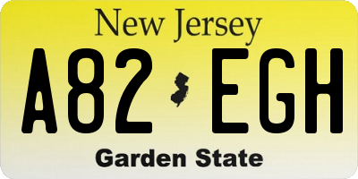 NJ license plate A82EGH