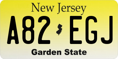 NJ license plate A82EGJ